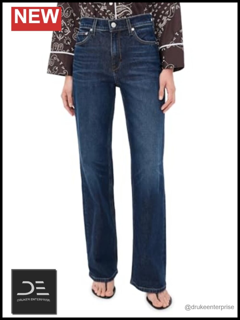AYR Women's High Rise Straight Leg Jeans, Non-Stretch Cotton Denim